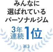 みんなに選ばれているパーソナルジム3年連続1位